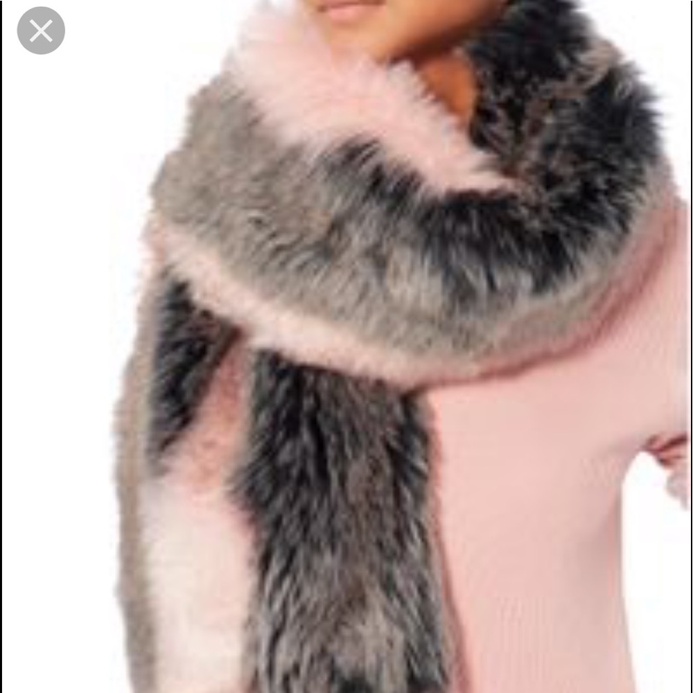 NWT pink and black faux fur stole